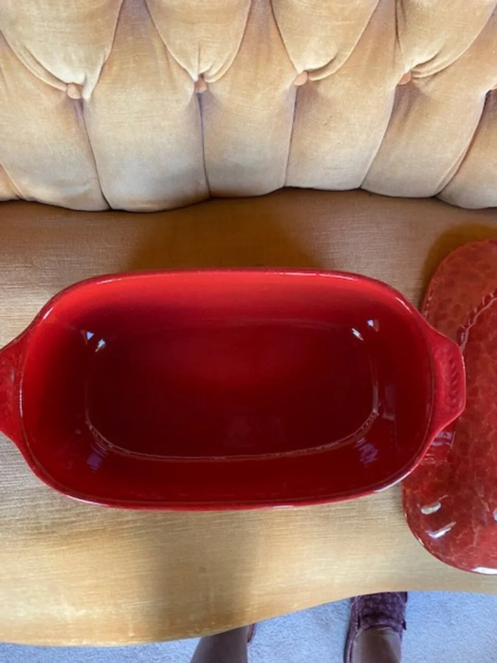 DeSilva Red Glazed Terracotta Casserole/Bread Baker with lid unused